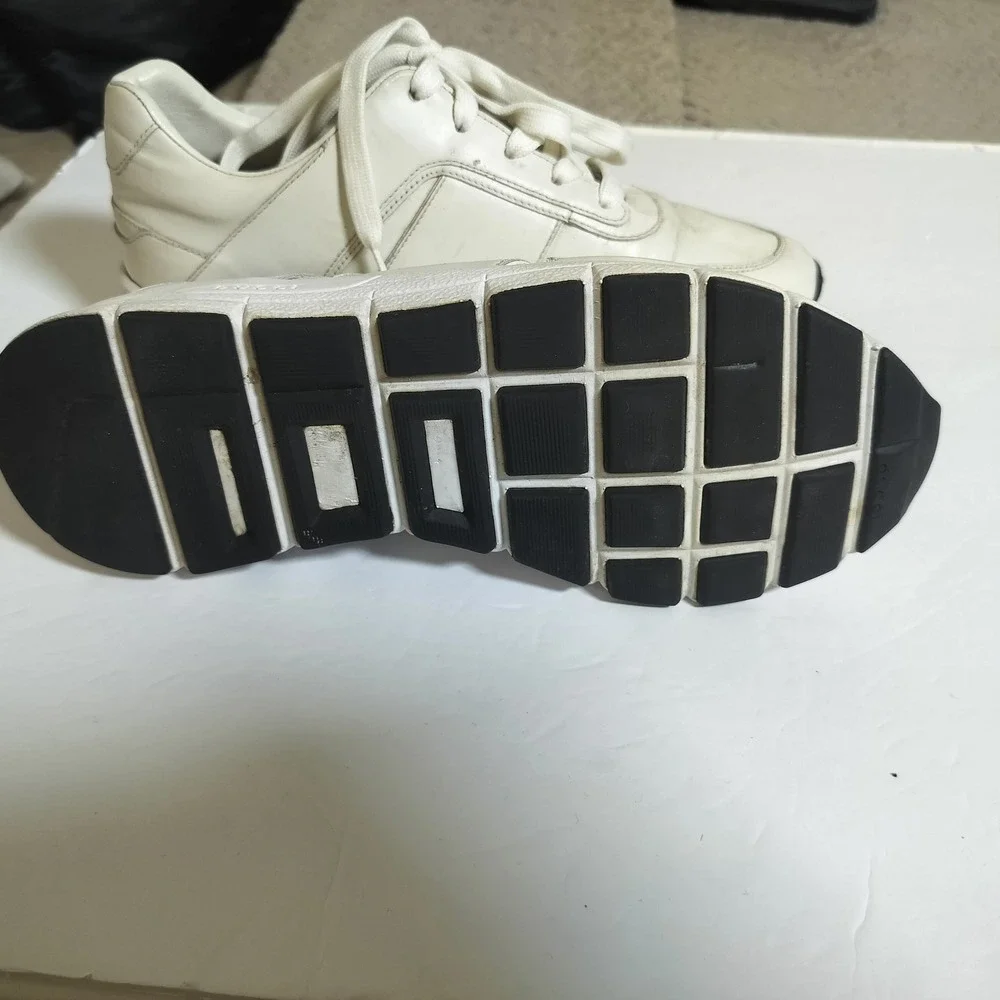 Gucci Interlocking G Leather Sneakers Off-White Low Top Trainers Mens 10.5 - Picture 11 of 16